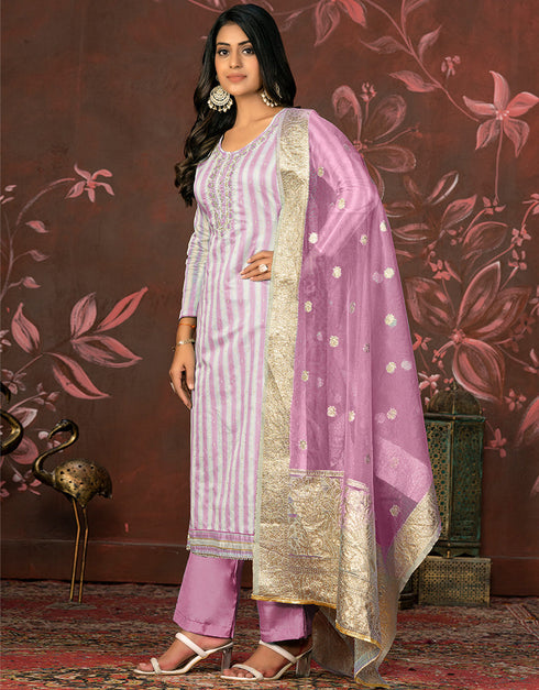 stylish purple cotton designer party wear heavy salwar suit collection with purple santoon 13598-acy3657 Back View